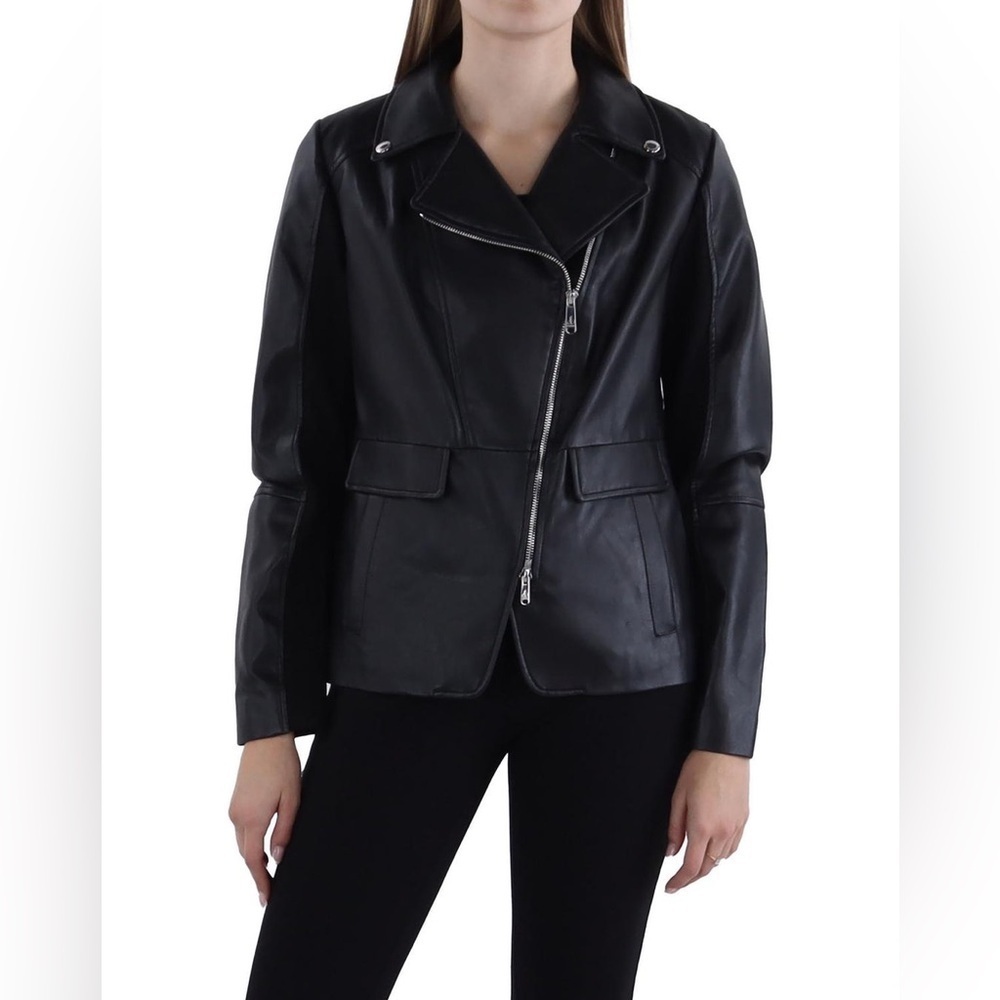 SAM EDELMAN FAUX LEATHER Black MOTO JACKET SZ SMALL